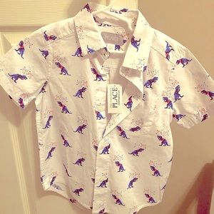 •boys• white short sleeve button-up — size 4/XS